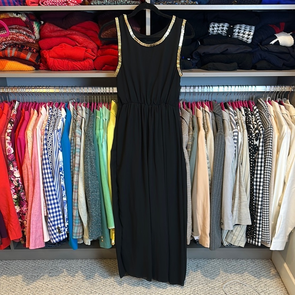 CONOS black gold tone chain detail sleeveless dress size S